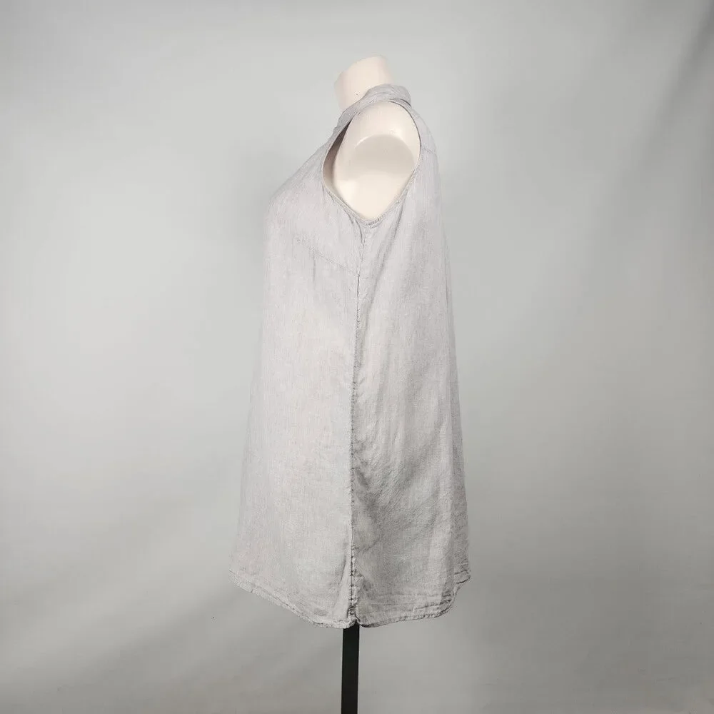 Tahari Grey Linen Sleeveless Collared Dress Dress Size 2X - Picture 6 of 9